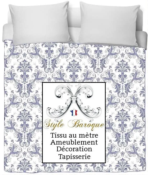 Tissus ameublement Baroque Damas bleu mètre rideaux French baroque pattern fabrics