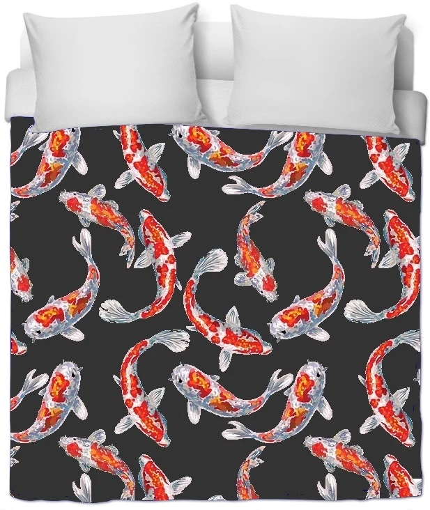 Tissu déco Japonais Asiatique rideau carpes poisson Fabric fish Koï pattern