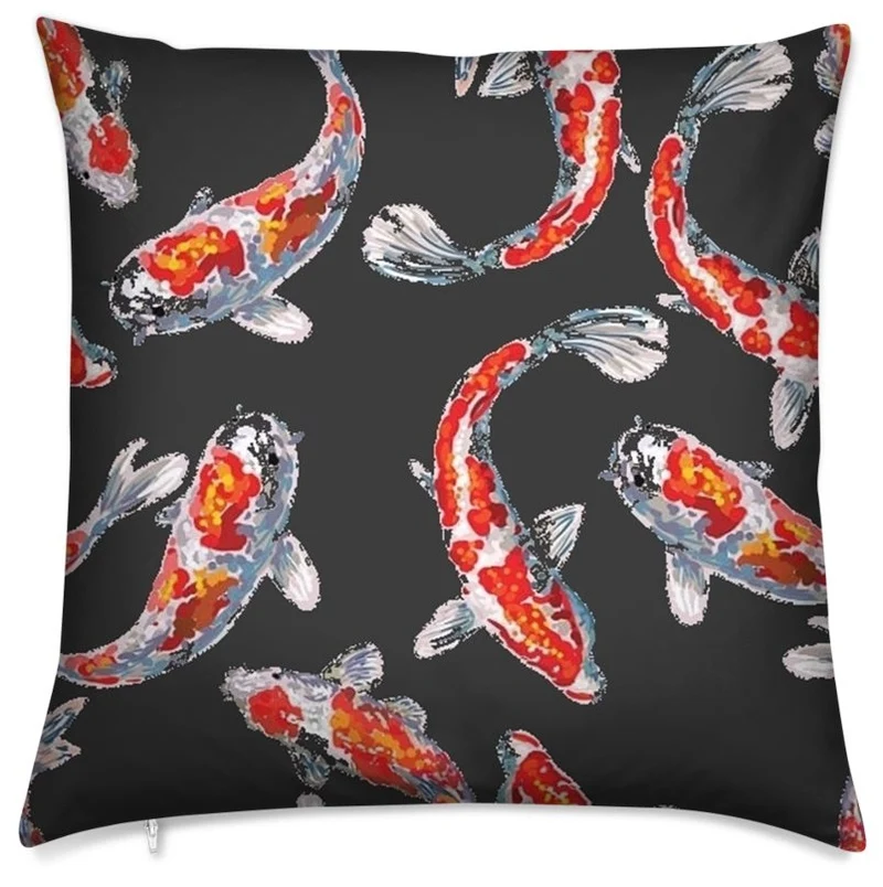 Tissu déco Japonais Asiatique rideau carpes poisson Fabric fish Koï pattern