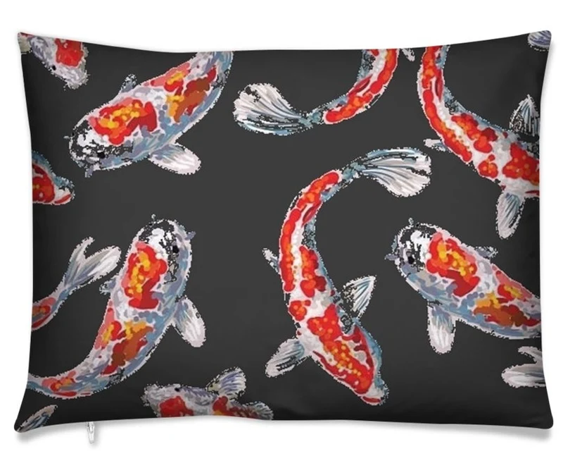 Tissu déco Japonais Asiatique rideau carpes poisson Fabric fish Koï pattern
