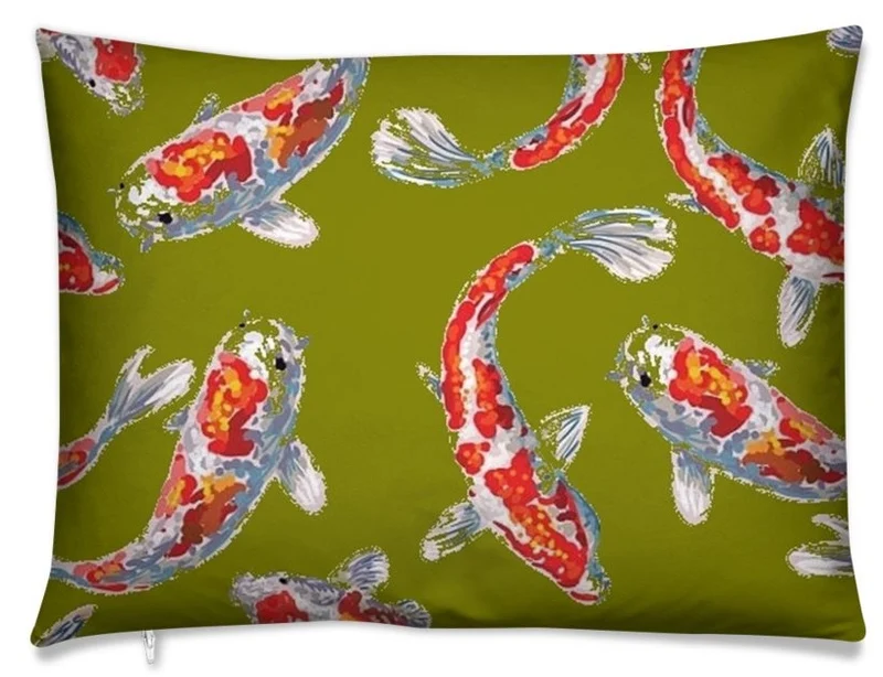 Fabric Japanese meter fish Koï pattern Tissu ameublement motif Asiatique rideau carpes poisson