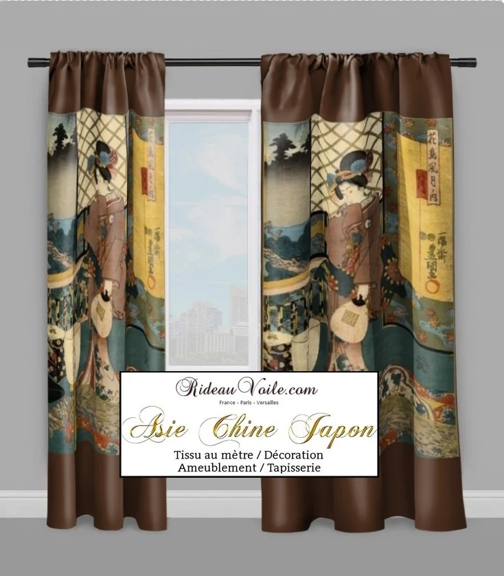 Fabrics Japanese Asian meter Geisha pattern Tissu ameublement motif Asiatique rideau