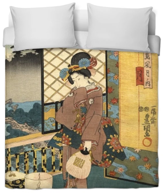 Fabrics Japanese Asian meter Geisha pattern Tissu ameublement motif Asiatique rideau