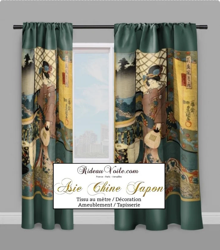 Tissu Geisha Estampe Asiatique motif imprimé rideau couette fabrics upholstery Asia drapes
