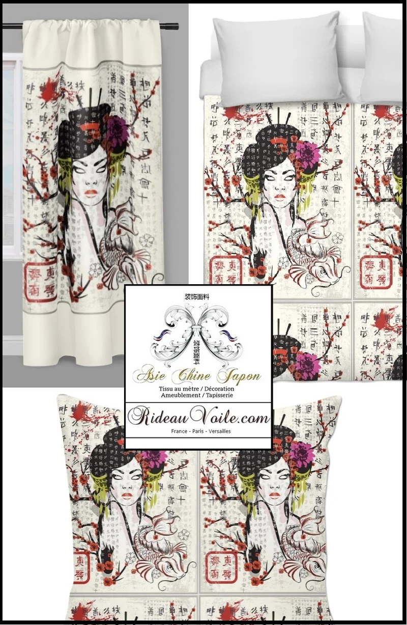 Tissu femme Asiatique motif imprimé rideau couette fabrics upholstery Asia drapes