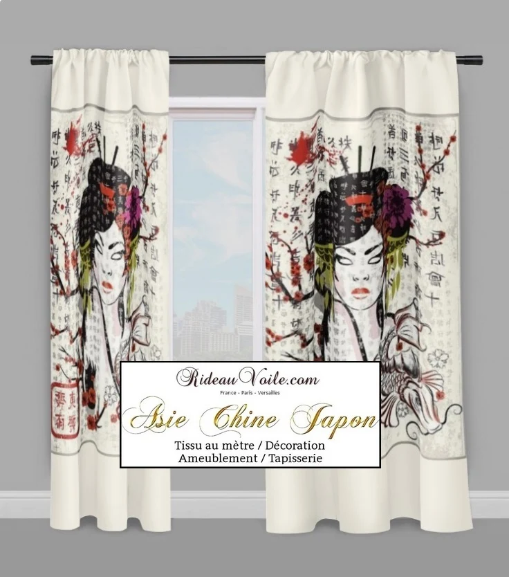 Tissu femme Asiatique motif imprimé rideau couette fabrics upholstery Asia drapes