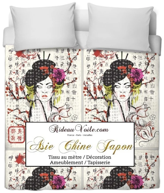 Tissu femme Asiatique motif imprimé rideau couette fabrics upholstery Asia drapes