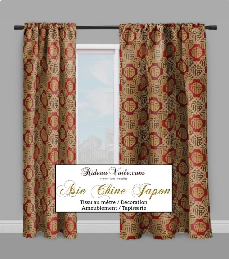 Tissu au mètre Asiatique motif Chinois imprimé rideau couette fabrics upholstery Asia drapes