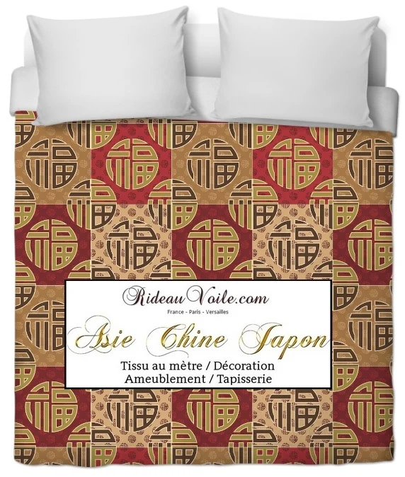 Tissu au mètre Asiatique motif Chinois imprimé rideau couette fabrics upholstery Asia drapes