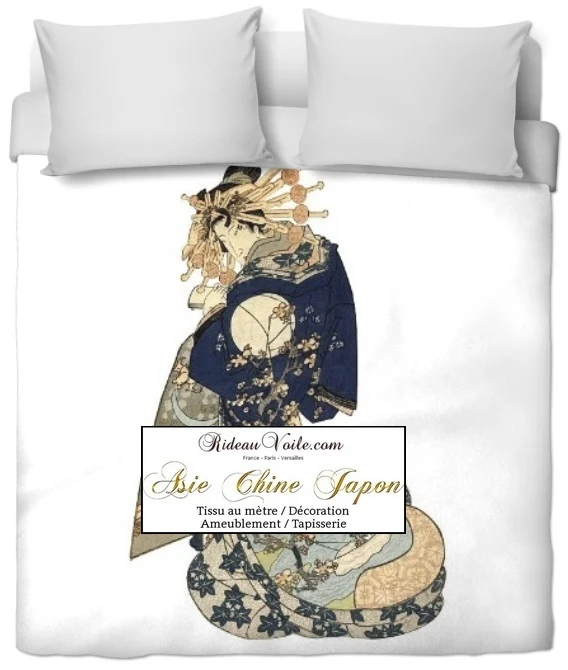 Tissu ameublement motif femme Japonaise Geisha rideau couette coussin Estampe L'ukiyo-e