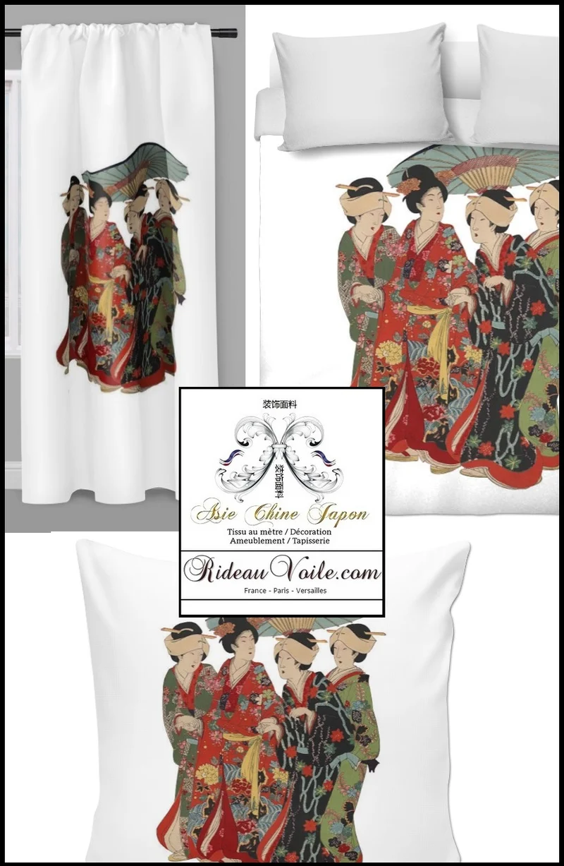 Tissu d'ameublement ethnique Asie Chine Japon femme imprimé Asiatique