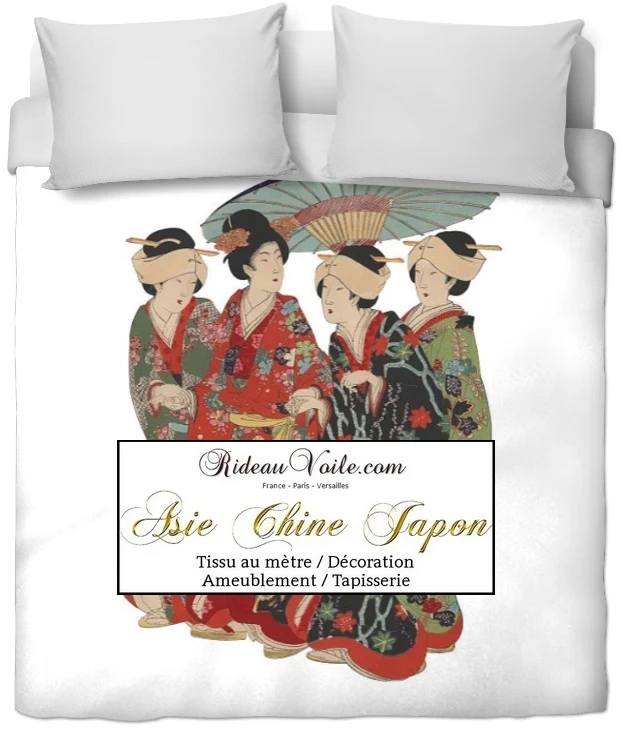 Tissu d'ameublement ethnique Asie Chine Japon femme imprimé Asiatique