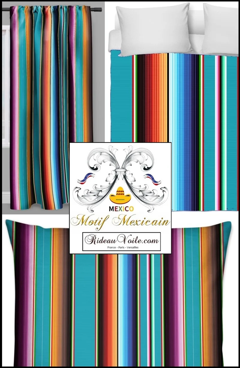Mexican Aztec curtain tapestry upholstery tissu mexicain mètre rideau couette