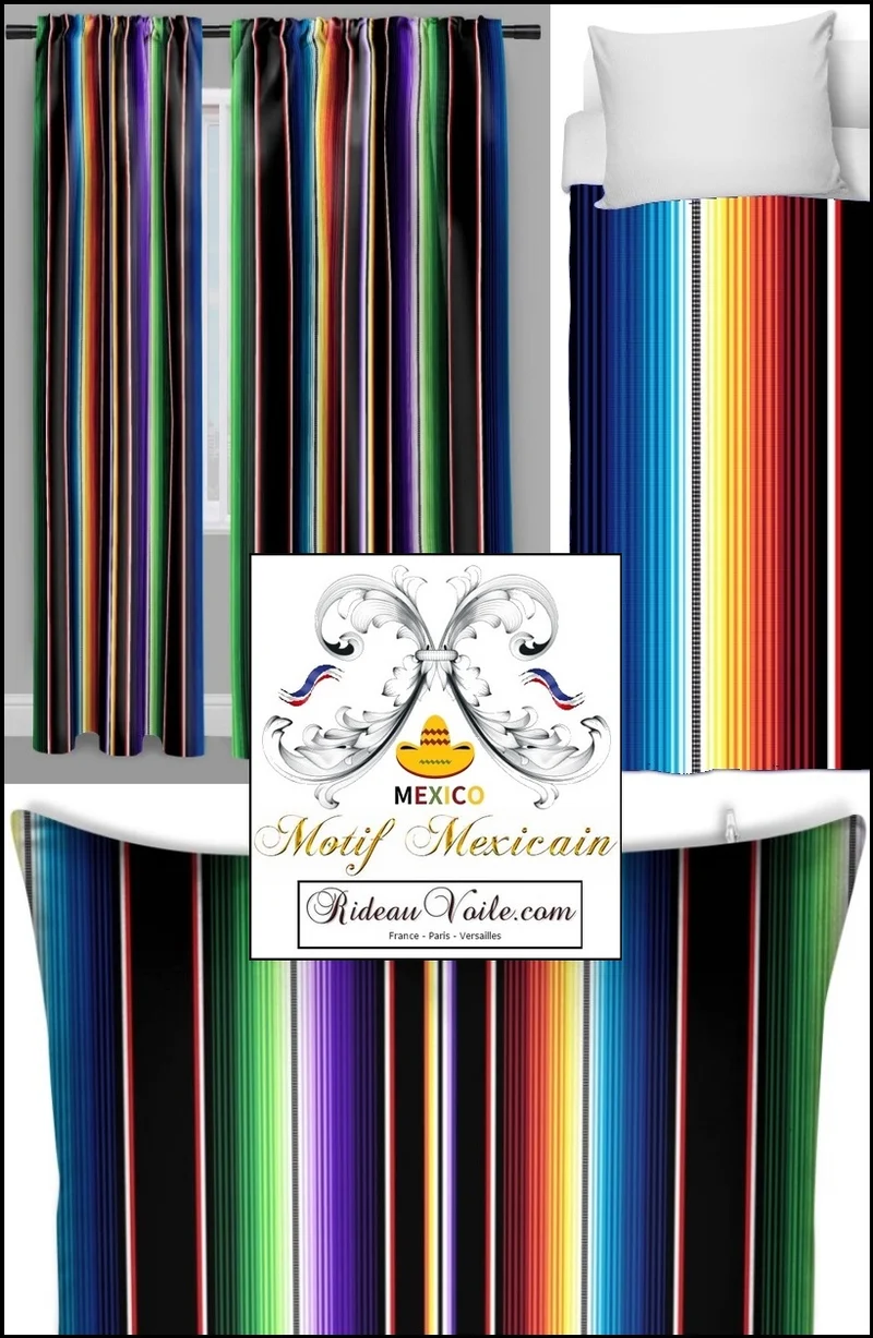 Rideau Imprimé Mexicain couette voilage ameublement tapisserie Mexican fabrics