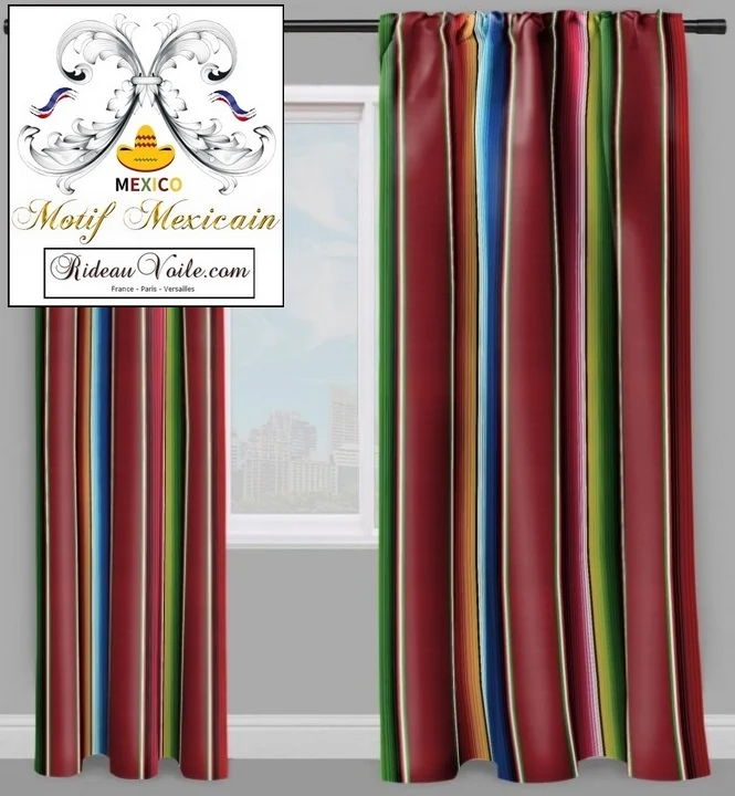 Boutique tissu ethnique ligne rayures imprimé Mexicain Texmex tapisserie rideau