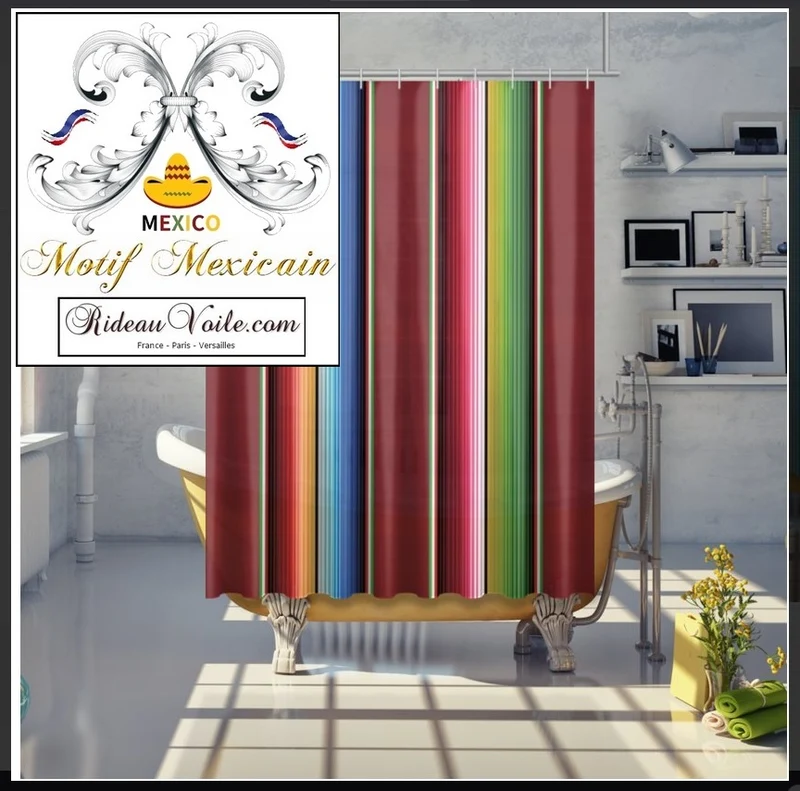 Boutique tissu ethnique ligne rayures imprimé Mexicain Texmex tapisserie rideau