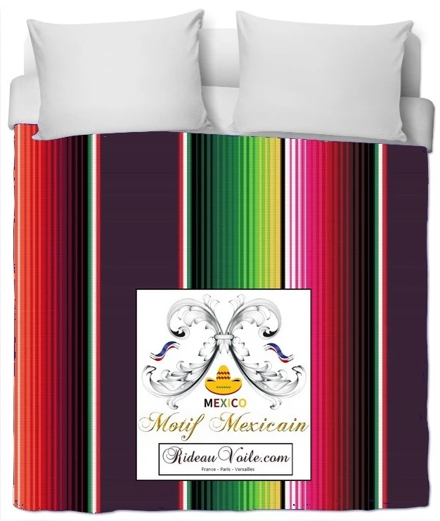 Tissu d'ameublement rayures lignes couleurs mexicaines au mètre confection rideau