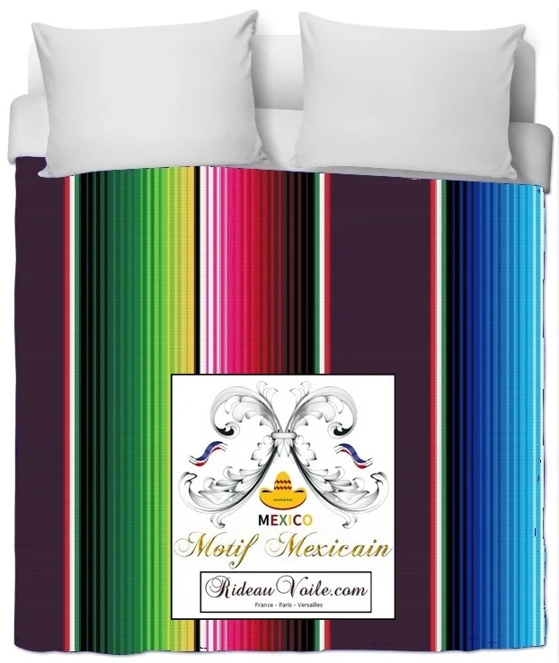 Tissu d'ameublement rayures lignes couleurs mexicaines au mètre confection rideau