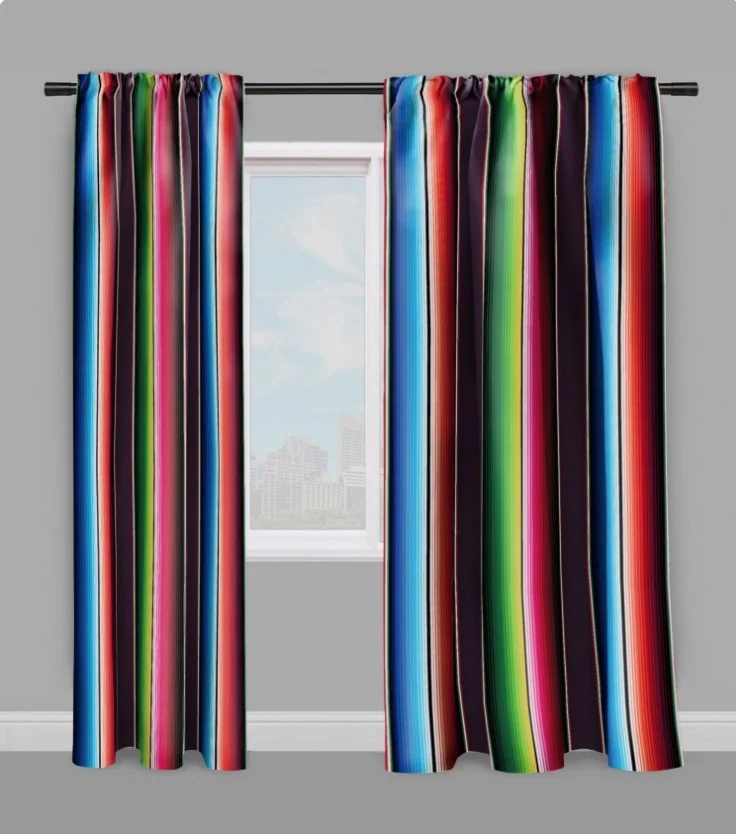 Tissu d'ameublement rayures lignes couleurs mexicaines au mètre confection rideau