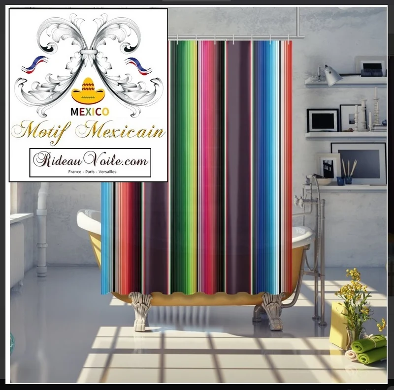 Tissu d'ameublement rayures lignes couleurs mexicaines au mètre confection rideau