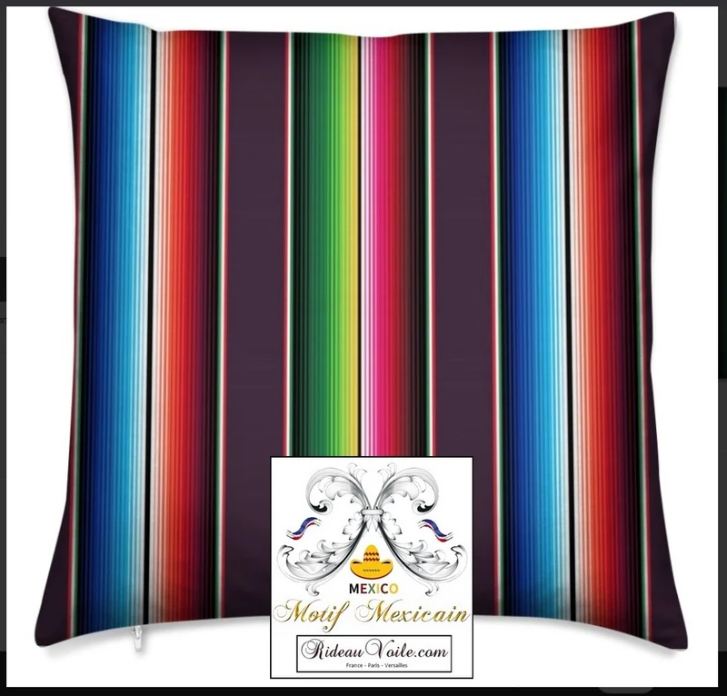 Tissu d'ameublement rayures lignes couleurs mexicaines au mètre confection rideau