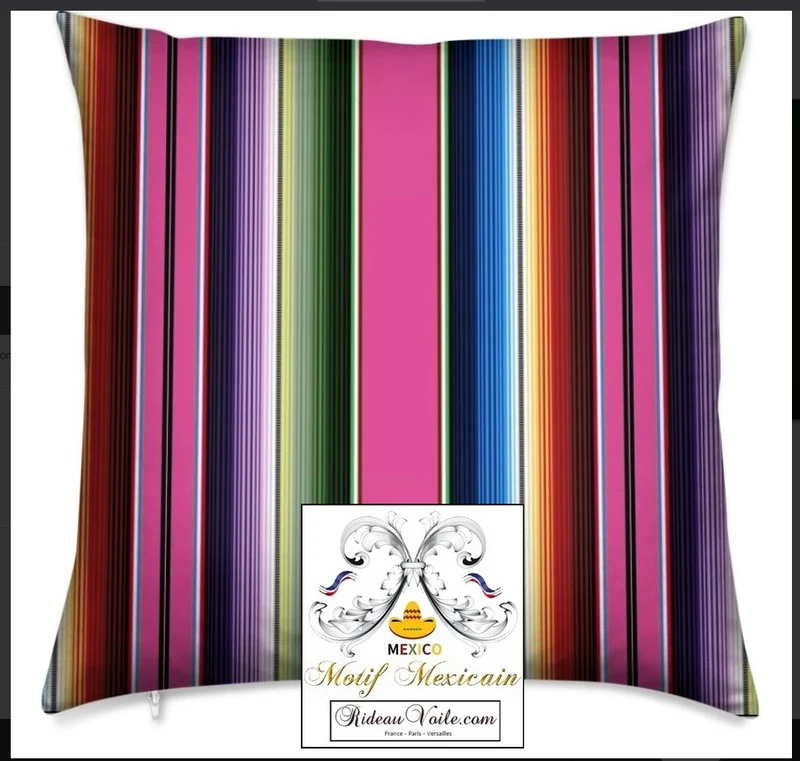 Rideau sur mesure voilage tissu imprimé motif rayures mexicain mètre déco intérieur