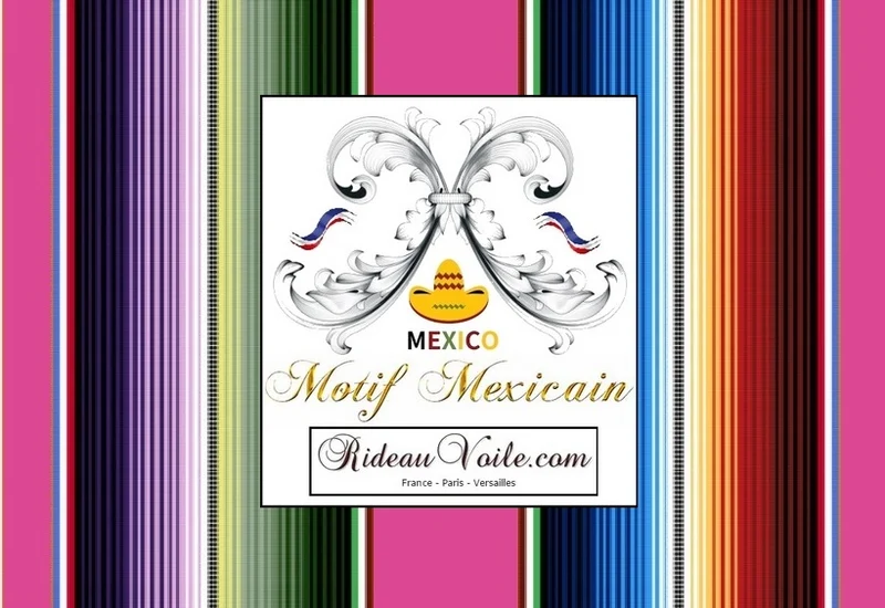 Rideau sur mesure voilage tissu imprimé motif rayures mexicain mètre déco intérieur