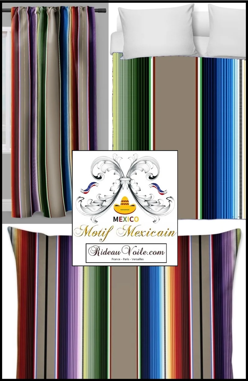 Tissu décoration ameublement tapisserie motif mexicain mètre rideau voilage