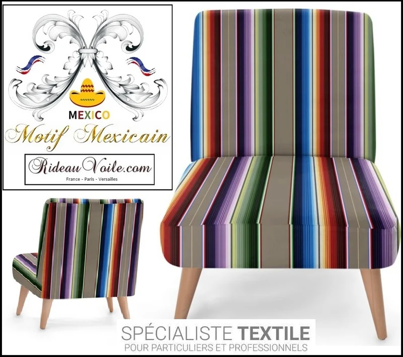 Tissu décoration ameublement tapisserie motif mexicain mètre rideau voilage