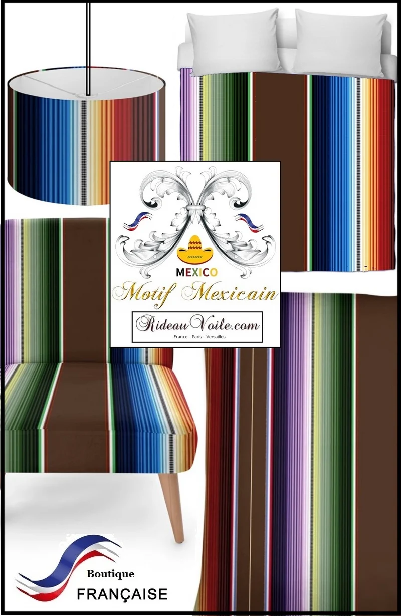 Style Mexicain rideau voilage tissu déco mexicaine ameublement tapisserie siège