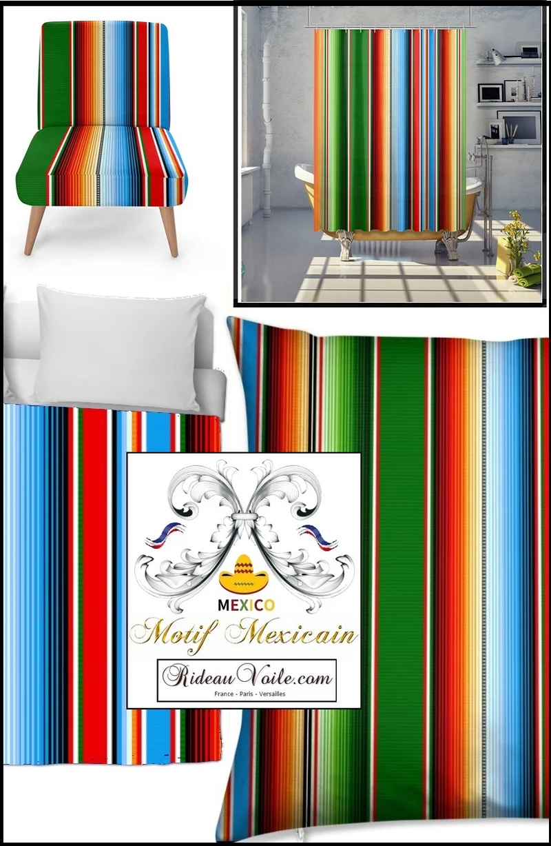Mexicain rideau voilage tissu intérieur mexicain design ameublement tapisserie siège
