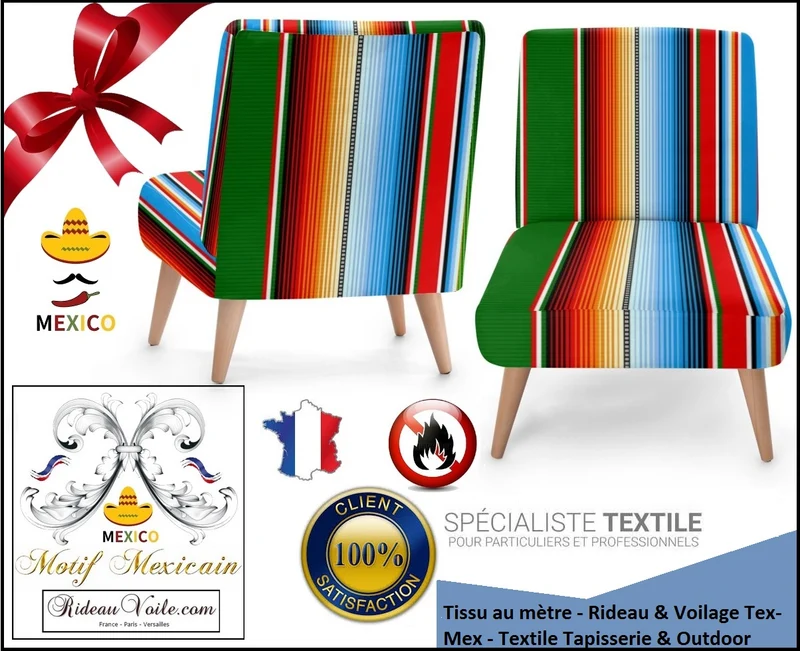 Mexicain rideau voilage tissu intérieur mexicain design ameublement tapisserie siège