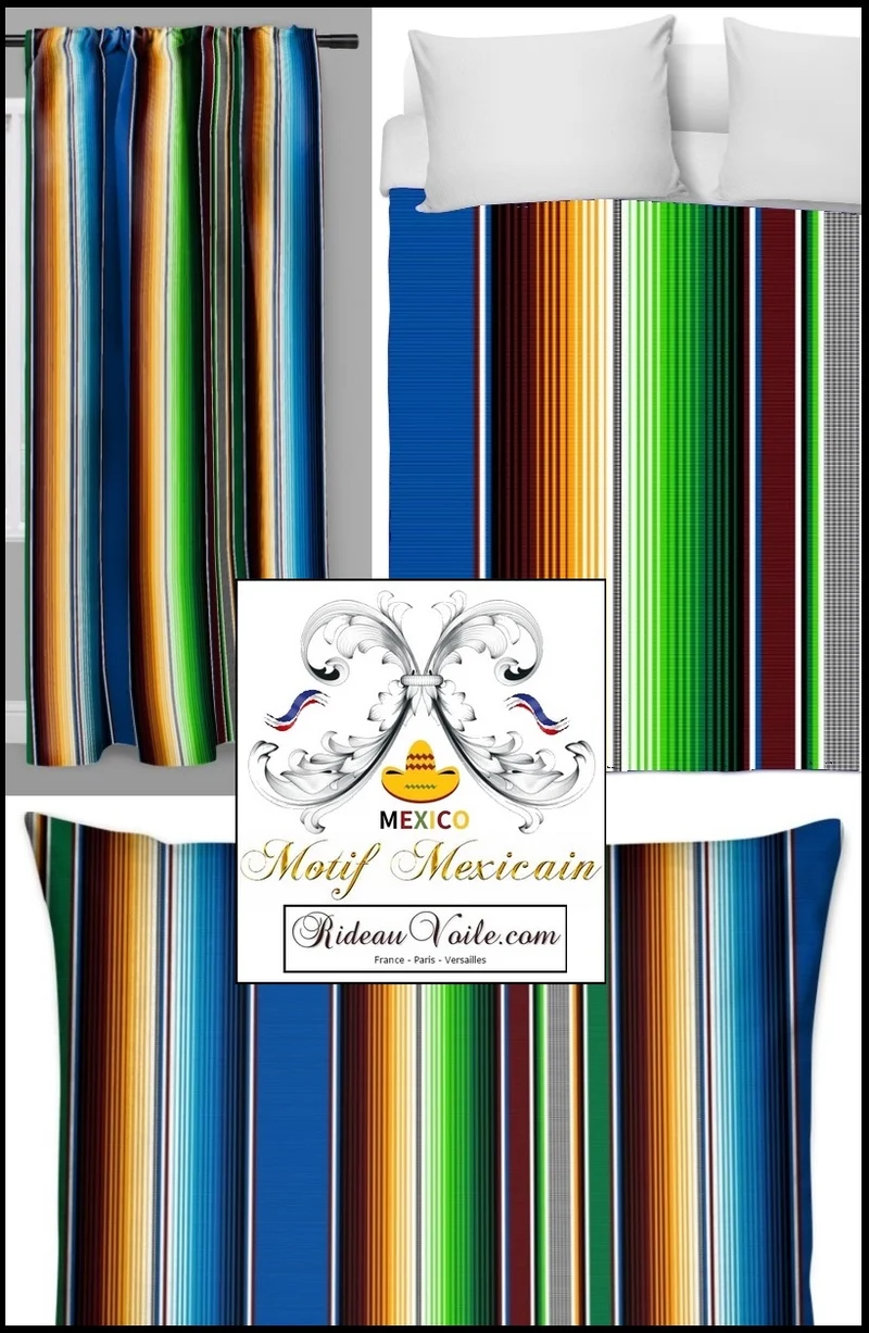 Décoration mexicaine motif Mexicain rideau voilage tissu ameublement tapisserie ignifugé