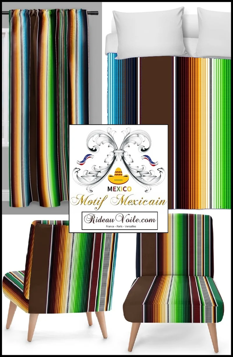 Texmex motif Mexicain rideau occultant tissu ameublement ignifugé mètre
