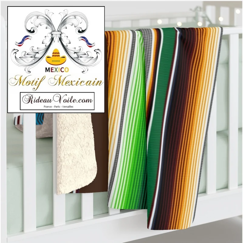 Texmex motif Mexicain rideau occultant tissu ameublement ignifugé mètre