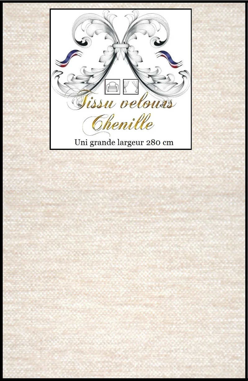 Tissu IVOIRE blanc cassé mètre éditeur ameublement rideau Velours chenille écru