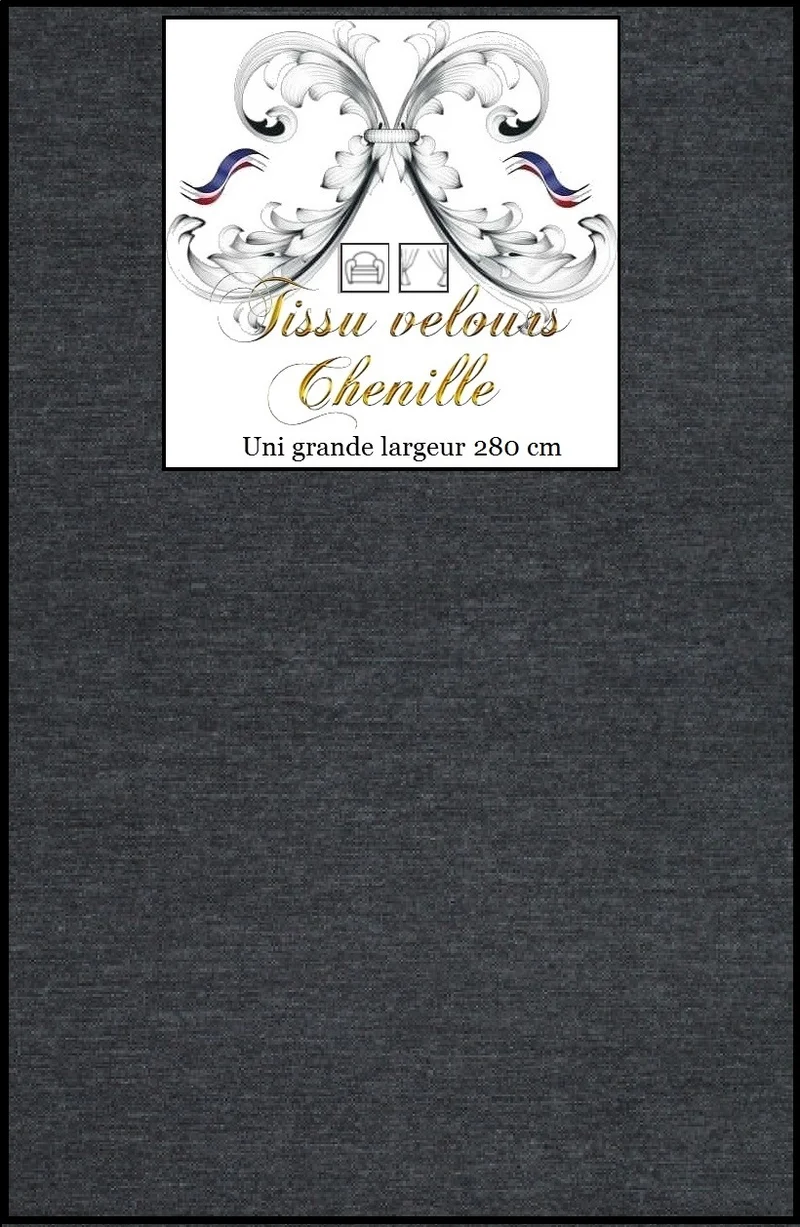 Tissu gris décoration au mètre ameublement rideau textile Velours chenille anthracite