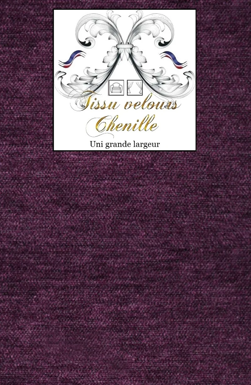 Tissu mètre ameublement rideau tapisserie siège Velours chenille 280 cm aubergine