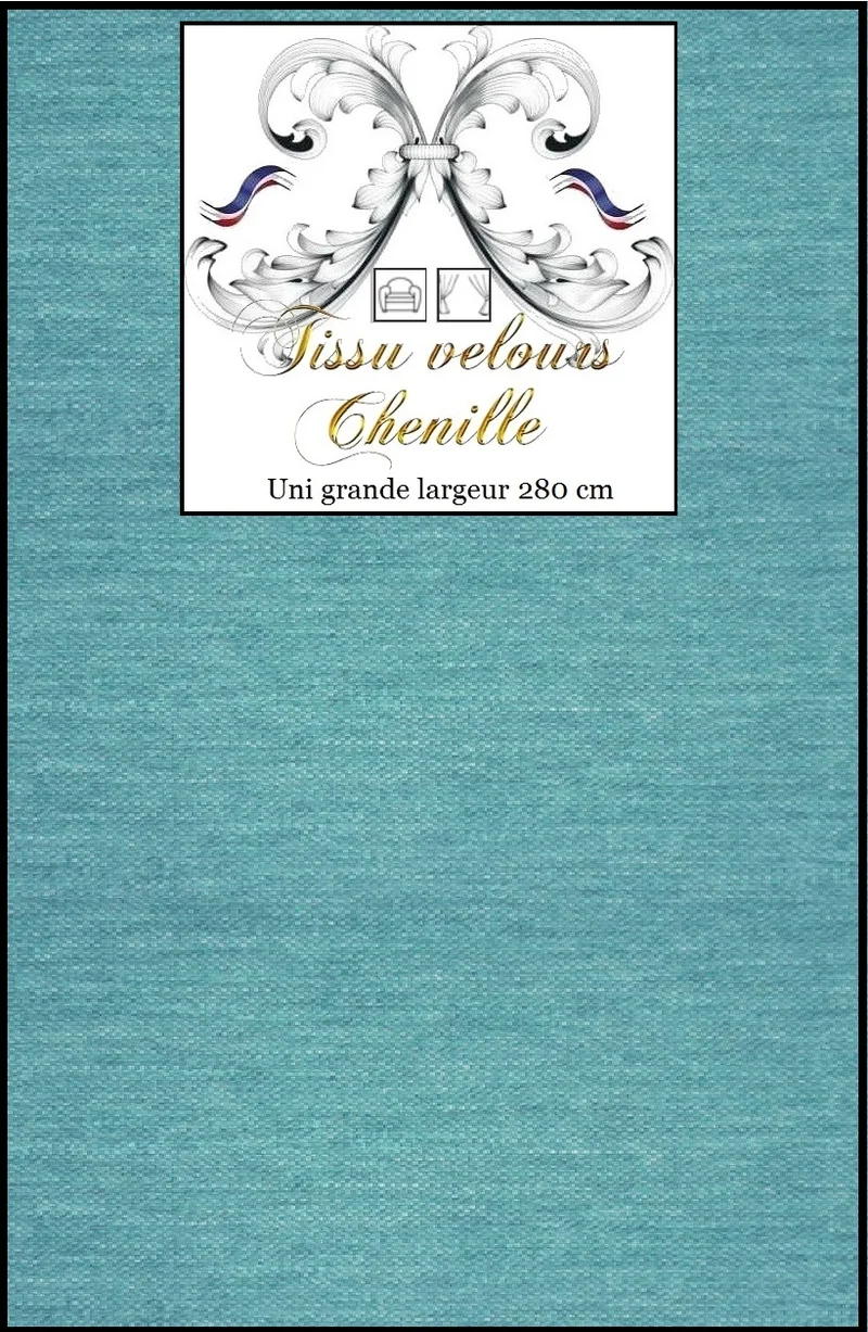 Velours chenille tissu mètre ameublement rideau tapisserie siège vert bleu d'eau
