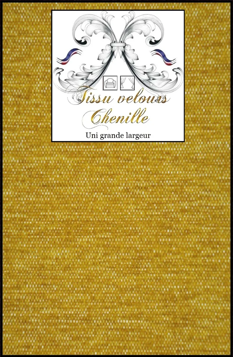Velours chenille tissu mètre ameublement rideau tapisserie jaune safran moutarde