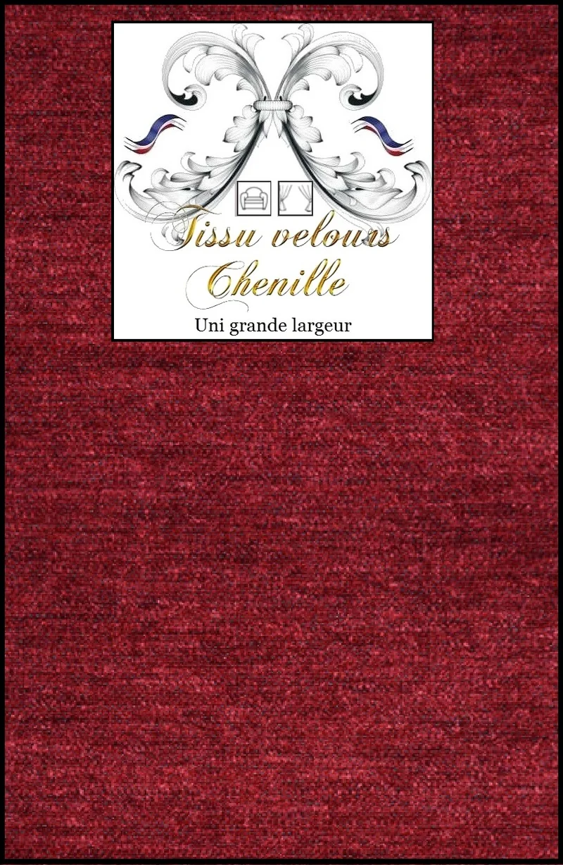 Velours rouge tissu chenille mètre décoration rideau tapisserie grande largeur 280 cm