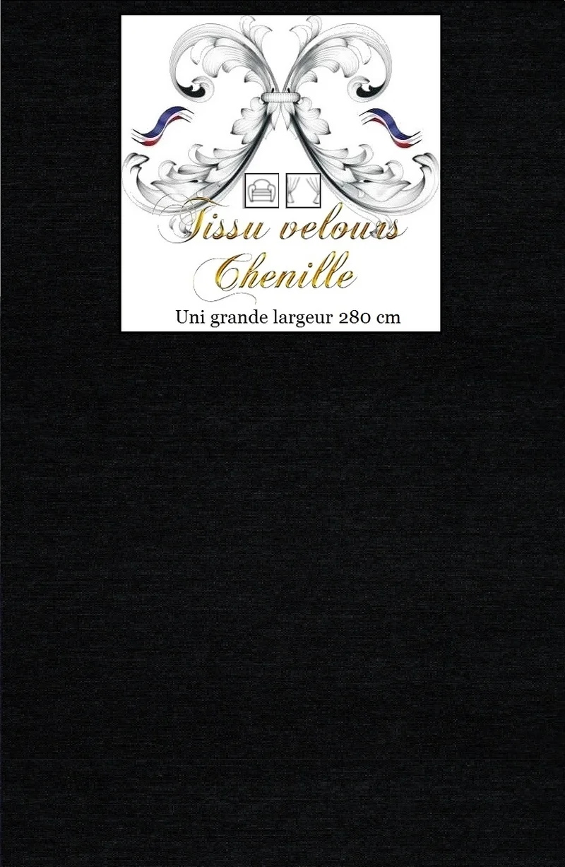 Éditeur textile velours noir chenille mètre ameublement tapisserie grande largeur
