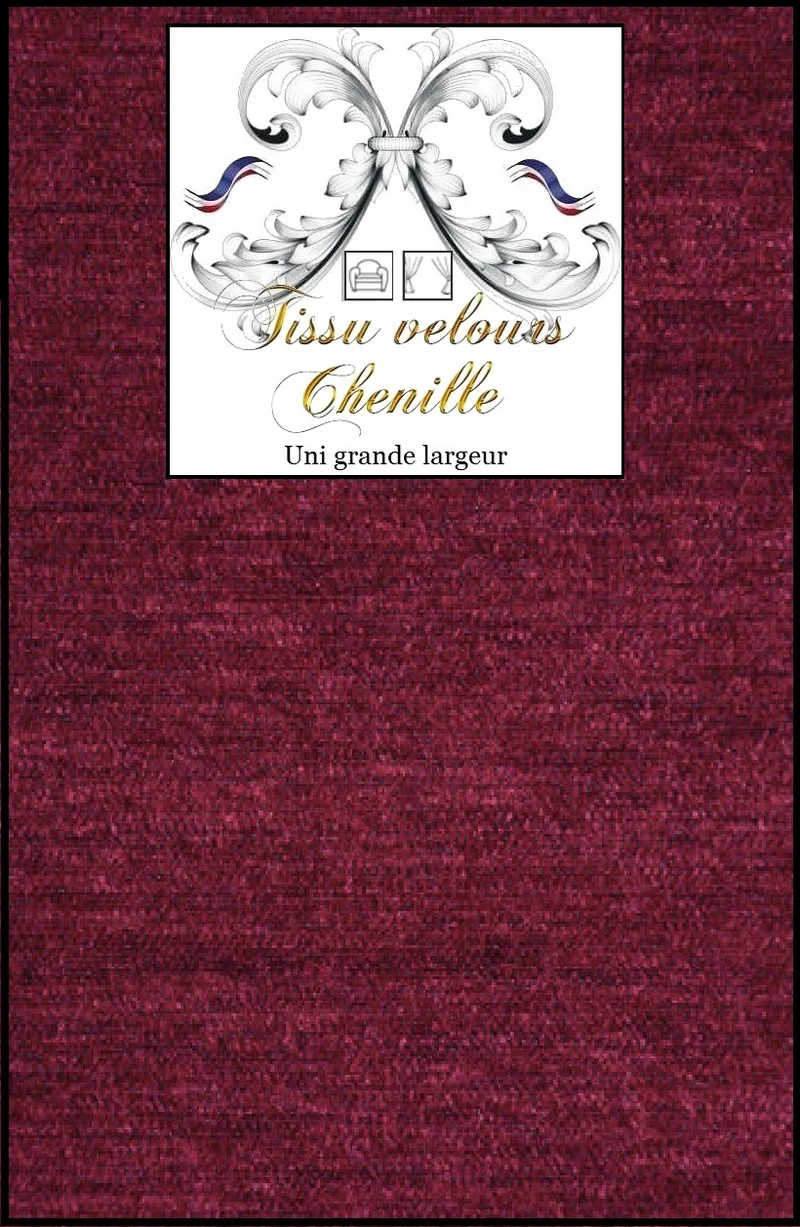 Éditeur Tissu ameublement velours rouge foncé chenille mètre BORDEAUX 280 cm