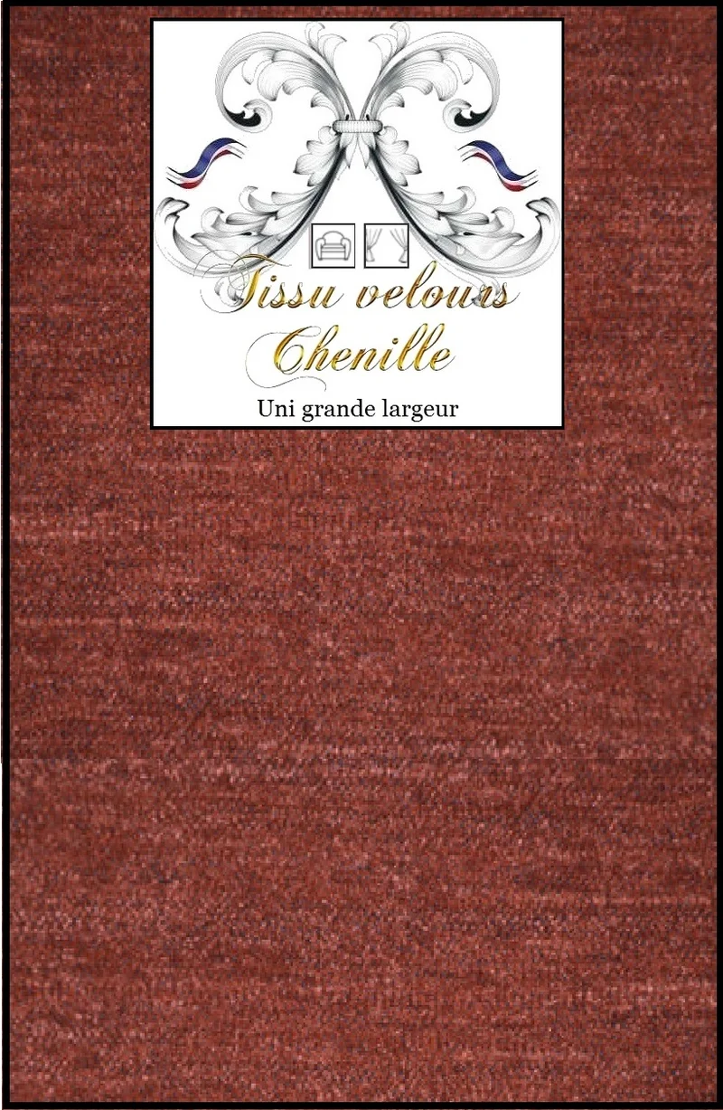 Tissu velours chenille MARRON mètre rideau tapisserie fauteuil grande largeur 280