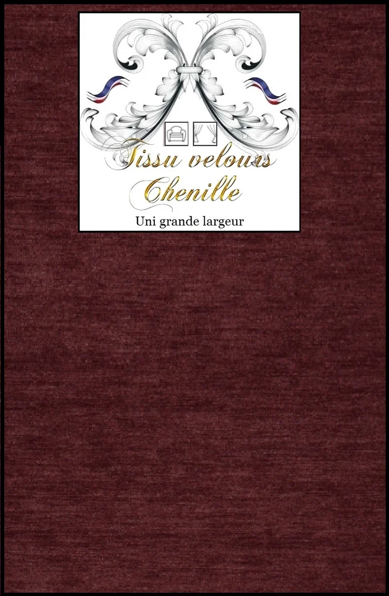 Tissu velours chenille bordeaux mètre décoration rideau tapisserie grande largeur 280