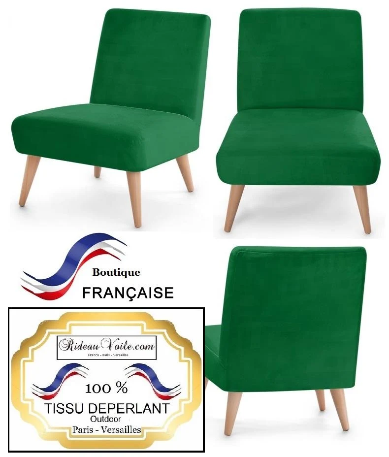 Tissu ameublement rideau tapisserie déperlant vert mètre water repellence fabric meter green