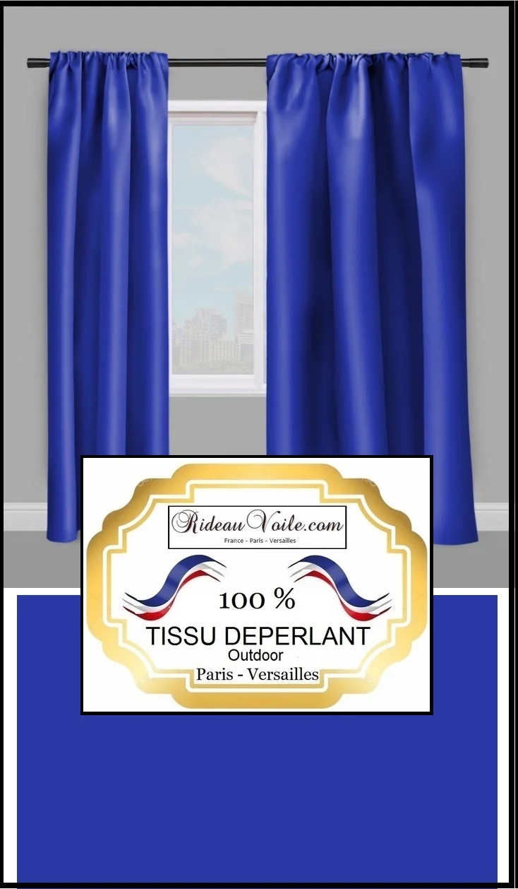 Tissu déco rideau tapisserie déperlant au mètre water repellence fabric meter bleu roi blue