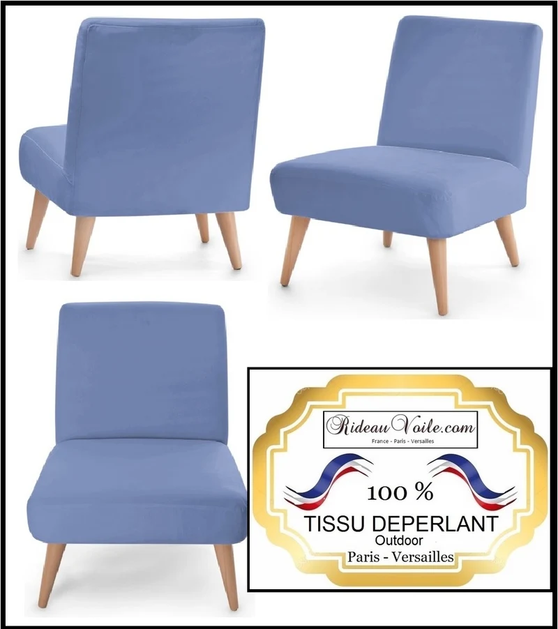 Tissu décoration bleu tapisserie déperlant au mètre water repellence fabric meter blue