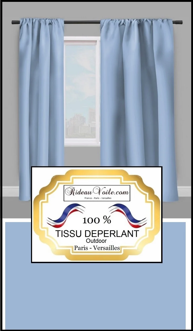Tissu décoration tapisserie déperlant au mètre bleu pastel water repellence fabric meter blue