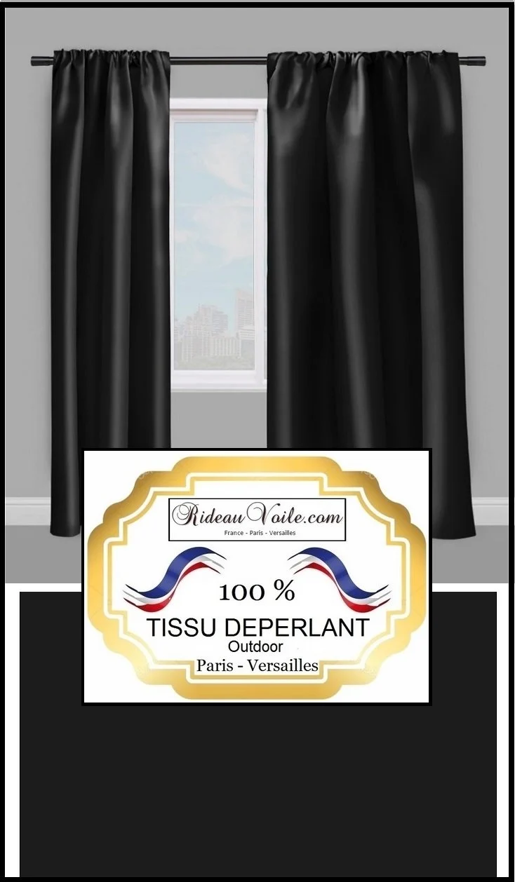 Tissu décoration tapisserie déperlant au mètre noir water repellence fabric meter upsholtery tapestry black